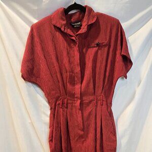 90's By Choice Dress Red & Black Size 13 Gingham Pockets Shoulder Pads